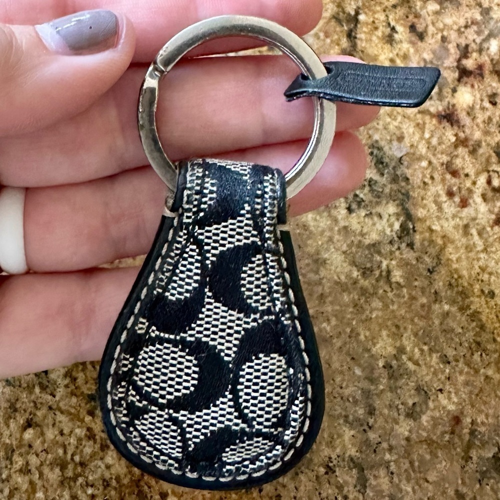 Coach vintage teardrop Black Signature Keychain